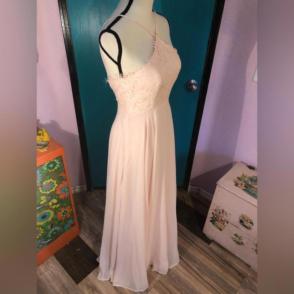 Lulu's Everlasting Enchantment Light Peach Pink Lace Maxi Formal Dress Size XS - Picture 6 of 9